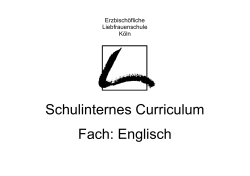 Schulinternes Curriculum Fach: Englisch