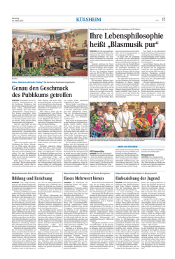 Ihre Lebensphilosophie hei&szlig;t &bdquo;Blasmusik pur&ldquo;