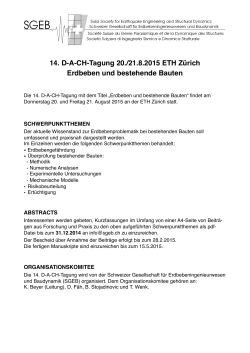 14. D-A-CH-Tagung 20./21.8.2015 ETH Zürich Erdbeben und
