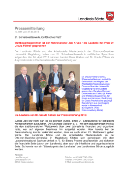 21. Schreibwettbewerb "Ostfälisches Platt"