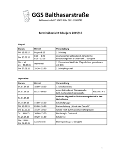 Terminübersicht 2015/16