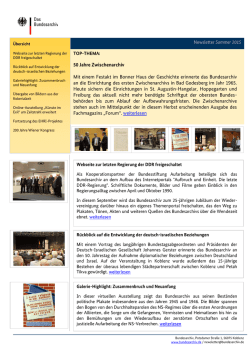 Newsletter Sommer 2015