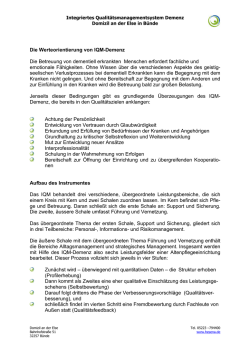 Die Werteorientierung von IQM-Demenz Die