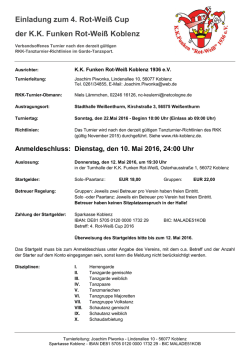 Einladung zum 4. Rot-Weiß Cup der K.K. Funken Rot