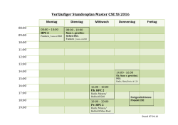 Vorläufiger Stundenplan Master CSE SS 2016