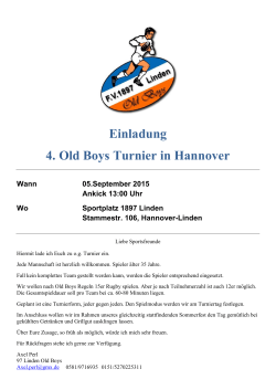Einladung 4. Old Boys Turnier in Hannover