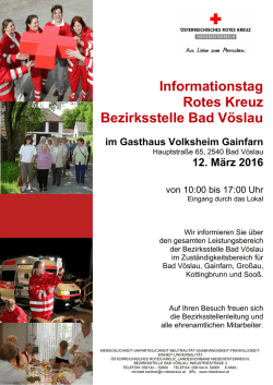 Informationstag Rotes Kreuz Bezirksstelle Bad V&ouml;slau im Gasthaus