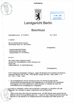 Beschluss des LG Berlin vom 03.11.15