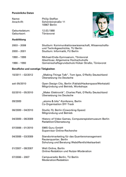 Philip Steffan Anschrift: Schönleinstraße 11 10967 Berlin