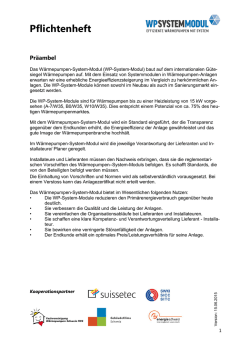 Pflichtenheft - W&auml;rmepumpen-System
