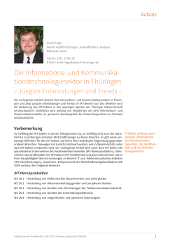 Der Informations- und Kommunikationstechnologiesektor in Thüringen