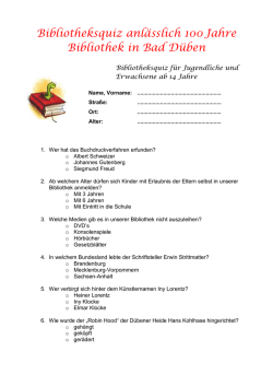 Bibliotheksquiz für Jugendliche und Erwachsene ab 14 Jahre