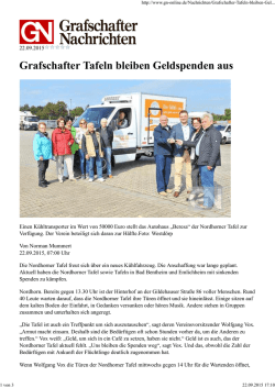 Grafschafter Tafeln bleiben Geldspenden aus