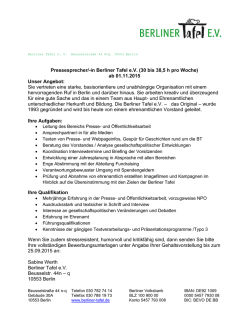 Pressesprecher/-in Berliner Tafel e.V. (30 bis 38,5 h pro Woche) ab
