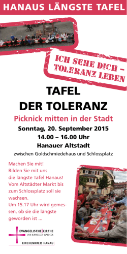 tafel der toleranz - Kirchenkreis Hanau
