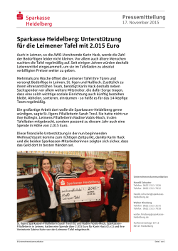 Unterstützung für die Leimener Tafel mit 2.015 Euro