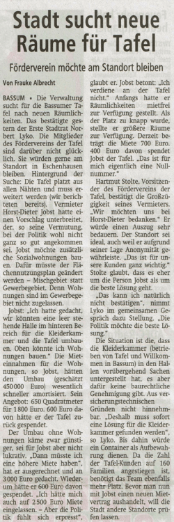 Räume für Tafel - Bassumer Tafel