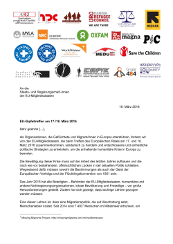 Brief der 21 Organisationen an die EU-Regierungschef/-innen