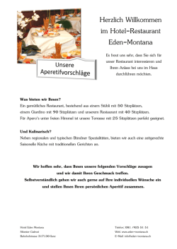 Herzlich Willkommen im Hotel-Restaurant Eden