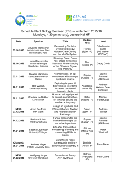 Schedule Plant Biology Seminar - iGRAD
