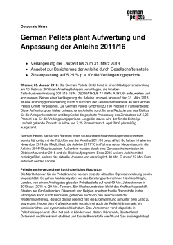 German Pellets plant Aufwertung und Anpassung der Anleihe 2011/16