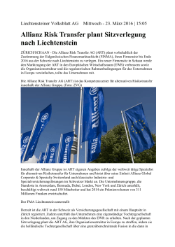 Allianz Risk Transfer plant Sitzverlegung nach Liechtenstein