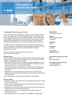 Chemiker Plant Support (m/w)