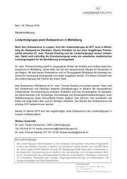 Lindenhofgruppe plant Ärztezentrum in Mühleberg