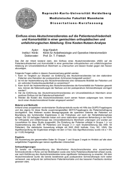 Einfluss eines Akutschmerzdienstes auf die Patientenzufriedenheit