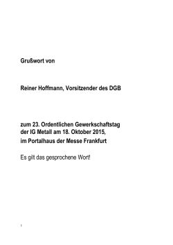 zum Statement von Reiner Hoffmann, DGB-Vorsitzender