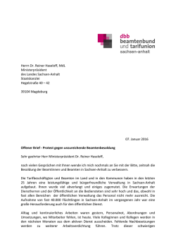 Herrn Dr. Reiner Haseloff, MdL Ministerpr&auml;sident des Landes