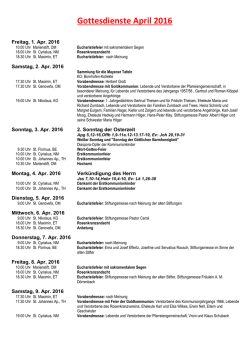 Gottesdienste April 2016 - Pfarreiengemeinschaft Mendig