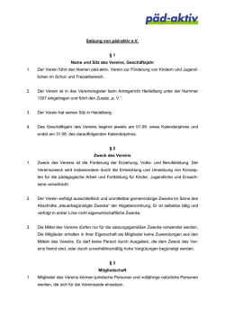Satzung von päd-aktiv e.V. § 1 Name und Sitz des Vereins