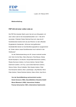FDP tritt mit einer vollen Liste an - lu