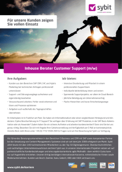 Inhouse Berater Customer Support (m/w) F&uuml;r unsere Kunden zeigen