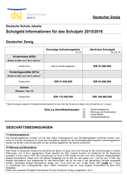 Schulgeldinformationen für den deutschen Zweig