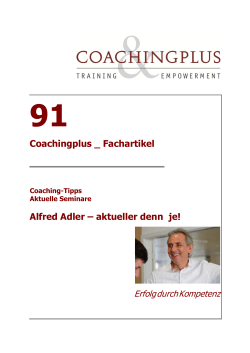 Coachingplus _ Fachartikel Alfred Adler – aktueller denn je!