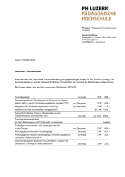 Luzern, Oktober 2015 Gebühren / Studienkosten Bitte beachten Sie