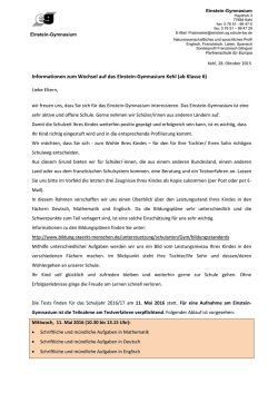 Informationen zum Wechsel auf das Einstein