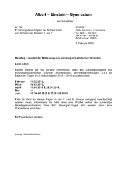 Info Schreiben Ausfall GT 15-16 2.Halbjahr