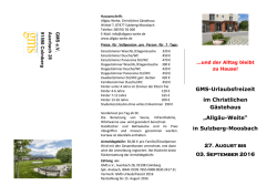 GMS-Urlaubsfreizeit im Christlichen G&auml;stehaus &bdquo;Allg&auml;u