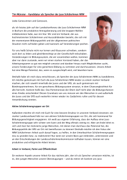 Tim Münster – Kandidatur als Sprecher der Juso SchülerInnen NRW