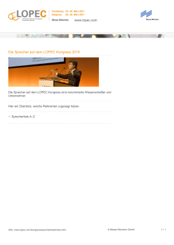 Die Sprecher auf dem LOPEC Kongress 2016