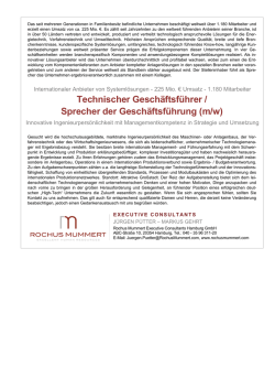 Technischer Geschäftsführer / Sprecher der Geschäftsführung (m/w)