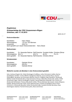 Ergebnisse Kreisparteitag der CDU Vorpommern