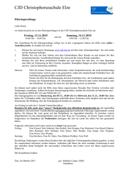 Infoblatt zum Elternsprechtag am 13.11. und 14.11.2015