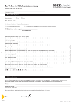 Fax-Vorlage für SEPA-Inlandsüberweisung