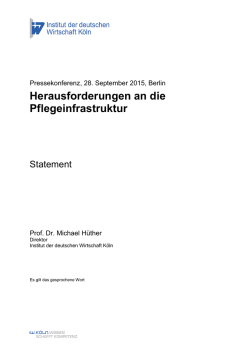 Herausforderungen an die Pflegeinfrastruktur