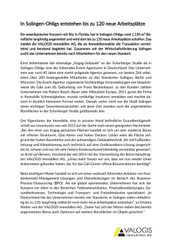In Solingen-Ohligs entstehen bis zu 120 neue Arbeitspl&auml;tze