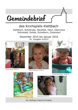 Gemeindebrief - Kirchspiel Klettbach